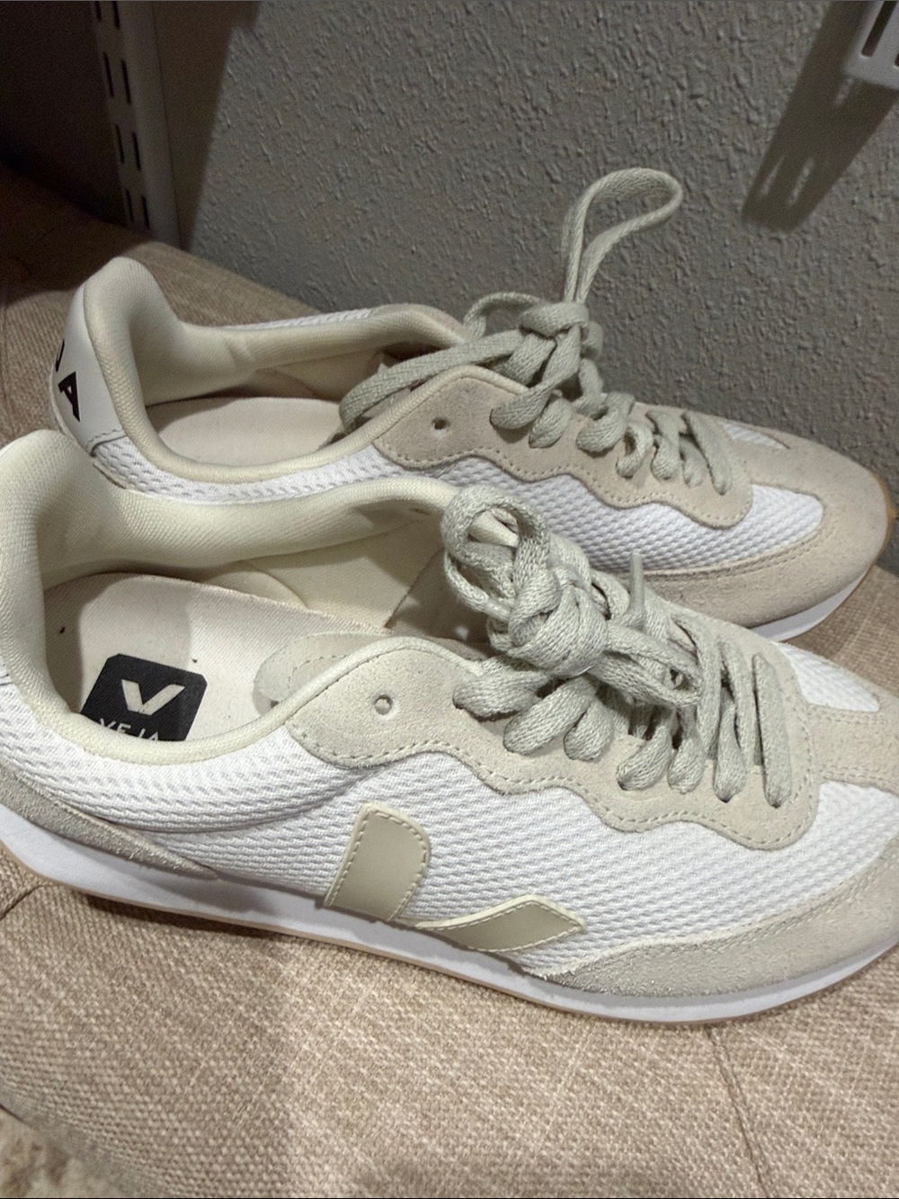 Veja Women’s White and Cream Retro Runner Sneakers